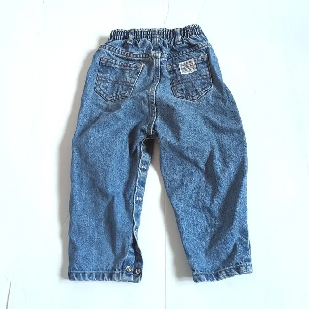 Vtg 90s Ralph Lauren Baggy Cinched Jeans 18-24m Iconic Classic